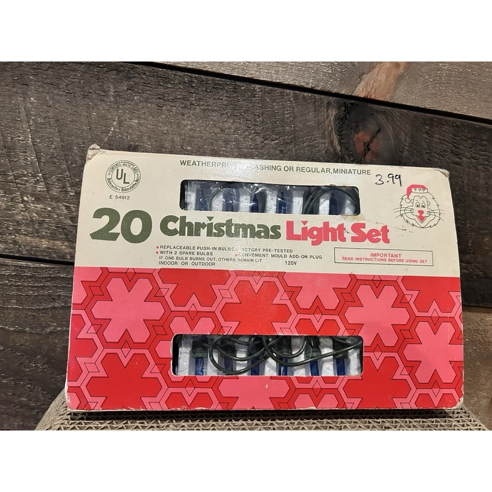 Vintage 20 Christmas Light Set Blue Tested and Works‎